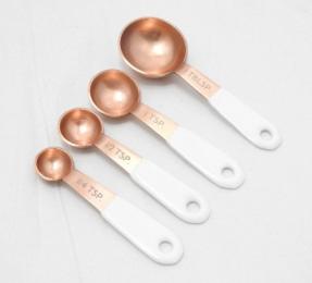 Copper Enamel Measuring Spoons White Set of 4 — Cutlery