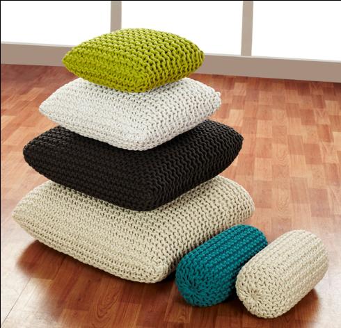 Diamond Criss Knit Round Pouf — Poufs