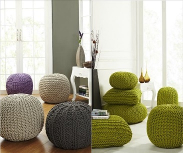 Single Cable Knitted Round Pouf — Poufs