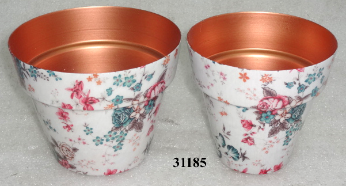 Metal and glass vases